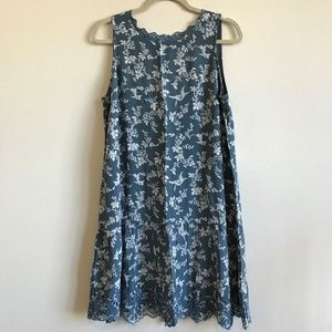 LOFT Floral Bird Eyelet Ruffle Dress - M - NWOT